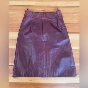 Y2K Josephus Thimister Dutch designer burgundy a line knee length leather skirt
